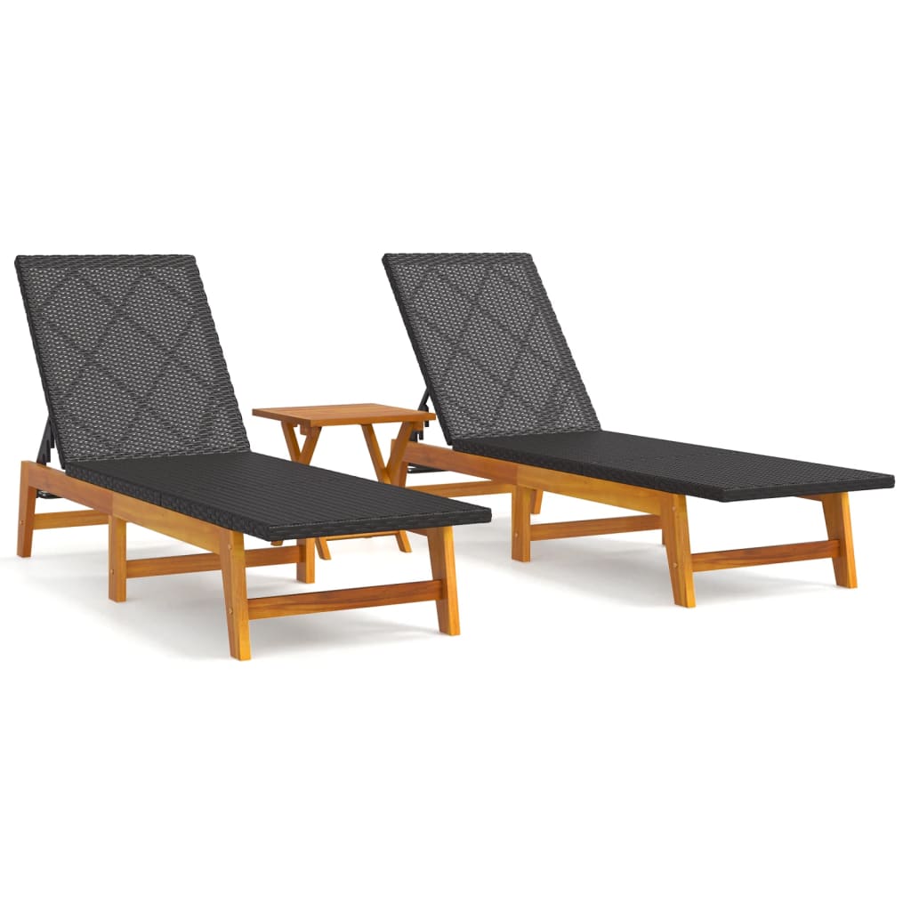 Set Mobili da Giardino 3 pz Polyrattan e Legno Massello Acacia - homemem39