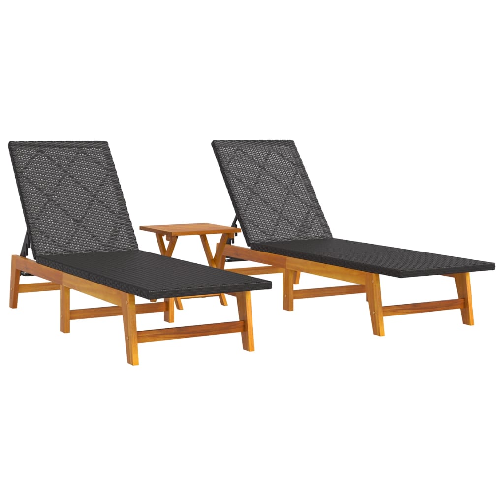 Set Mobili da Giardino 3 pz Polyrattan e Legno Massello Acacia - homemem39