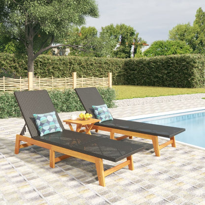 Set Mobili da Giardino 3 pz Polyrattan e Legno Massello Acacia - homemem39