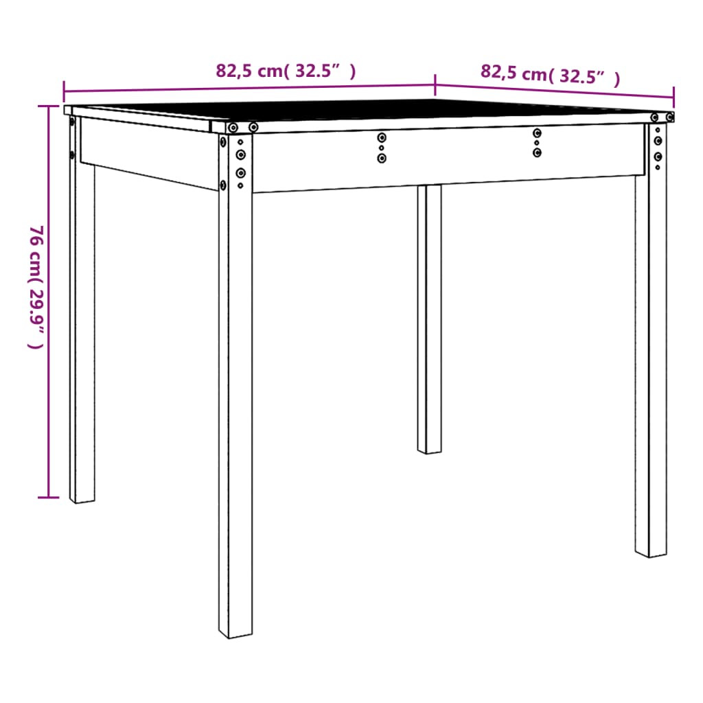 Tavolo da Giardino 82,5x82,5x76 cm in Legno Massello di Pino - homemem39