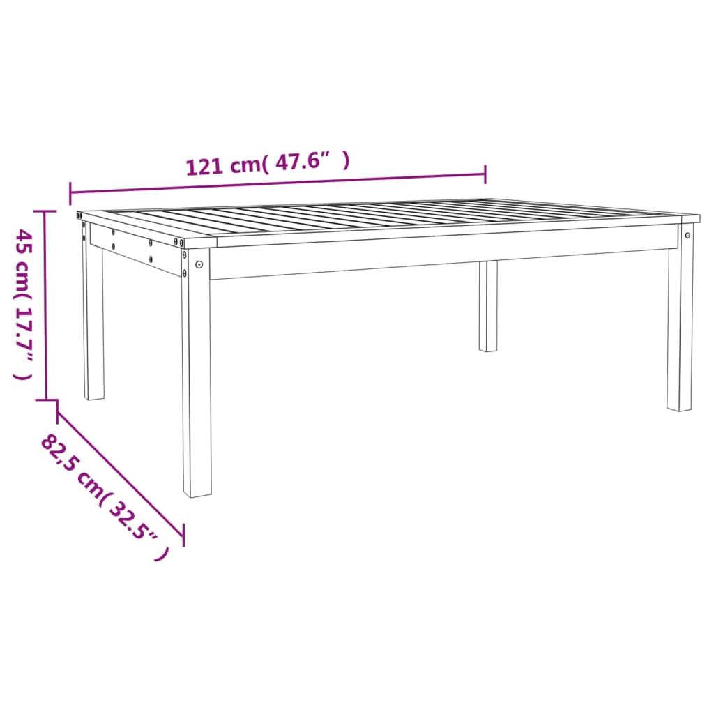 Tavolo da Giardino 121x82,5x45 cm in Legno Massello di Pino