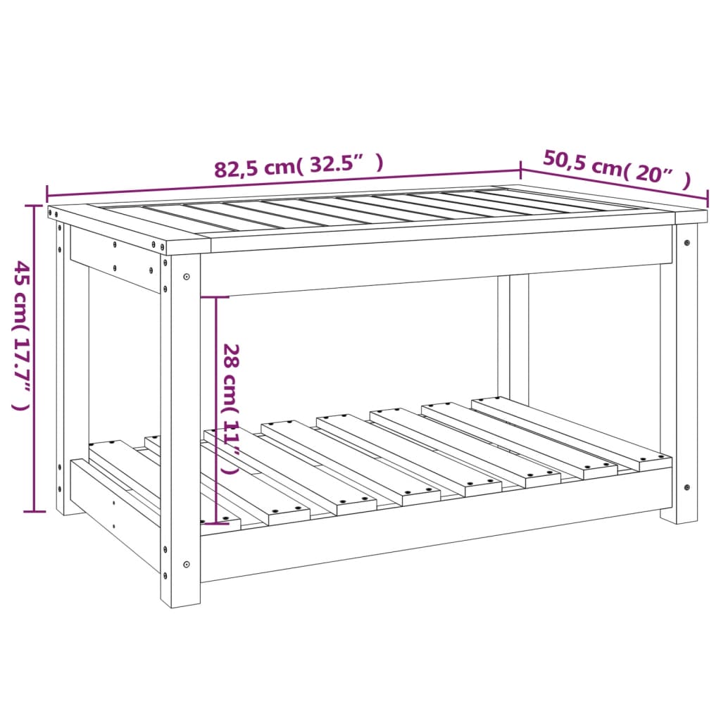 Tavolo da Giardino 82,5x50,5x45 cm in Legno Massello di Pino - homemem39