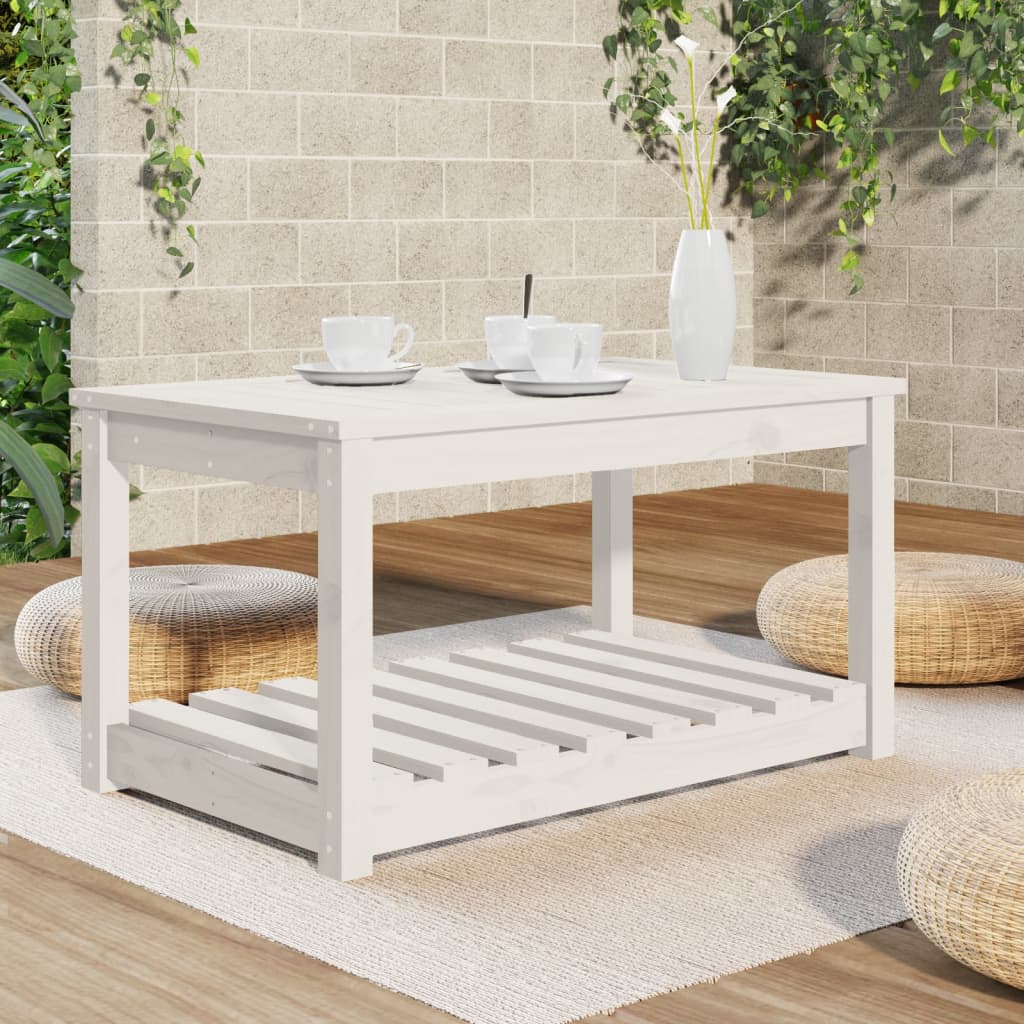 Tavolo da Giardino Bianco 82,5x50,5x45 cm Legno Massello Pino