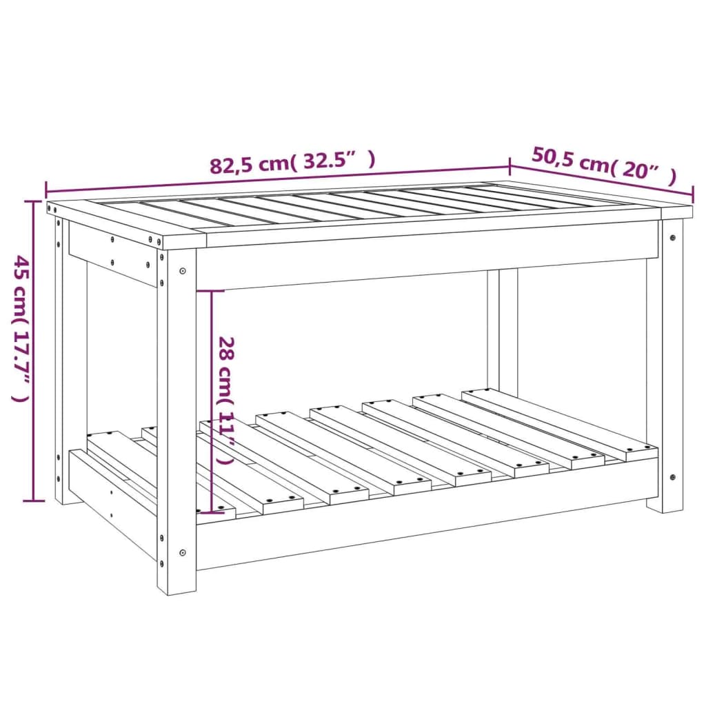 Tavolo da Giardino Bianco 82,5x50,5x45 cm Legno Massello Pino