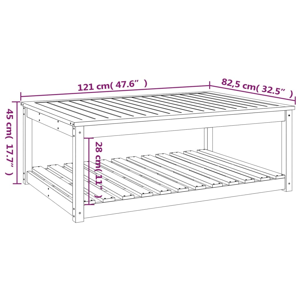 Tavolo da Giardino 121x82,5x45 cm in Legno Massello di Pino - homemem39