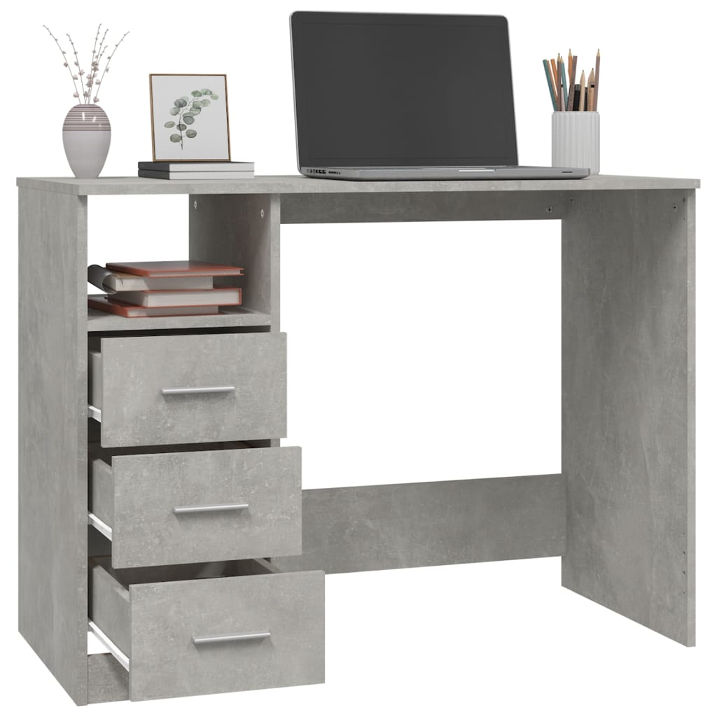 Scrivania Cassetti Grigio Cemento 102x50x76cm Legno Multistrato - homemem39