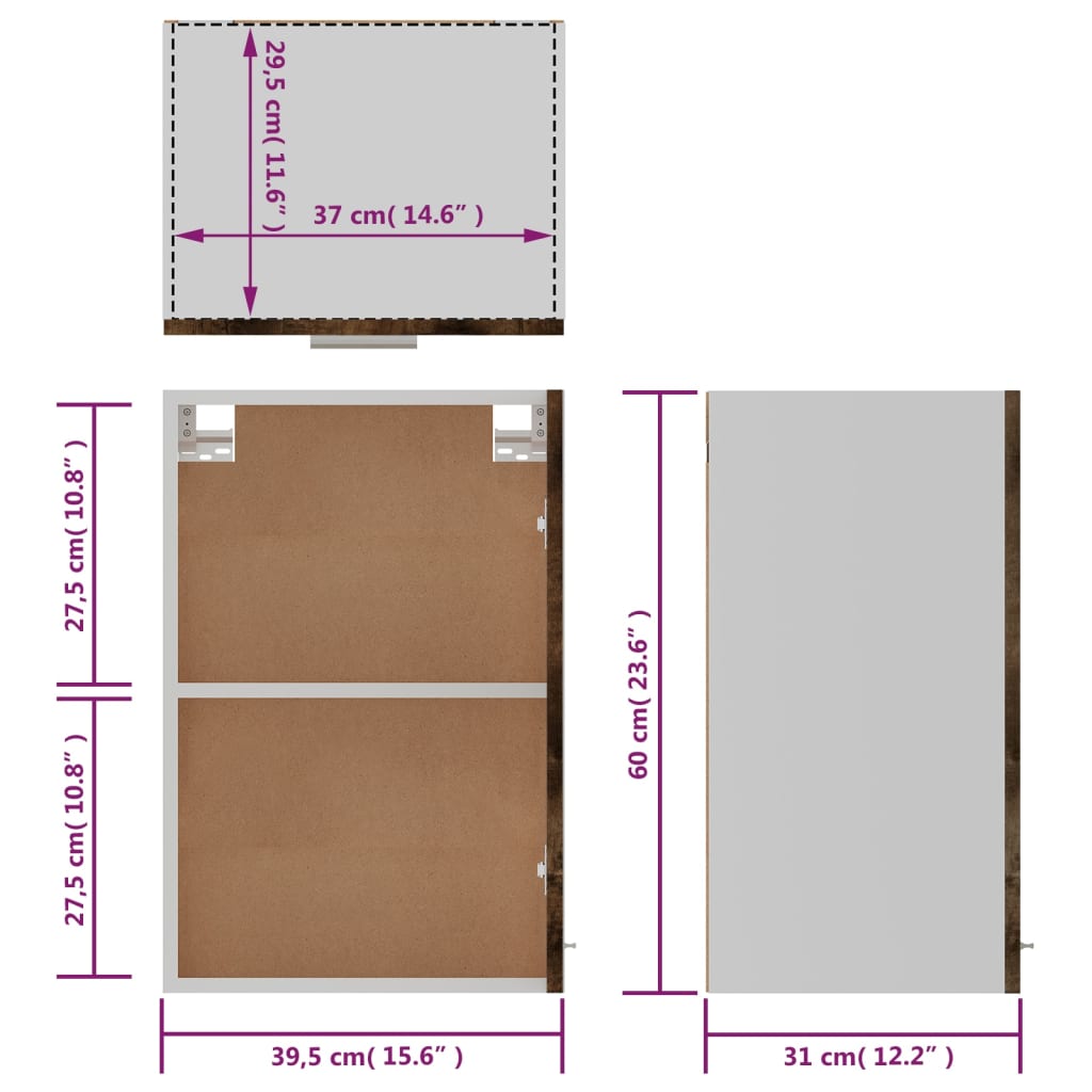 Mobile Pensile Grigio Sonoma 39,5x31x60 cm Legno Multistrato - homemem39