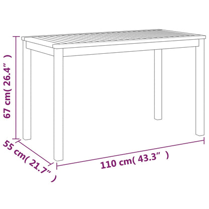 Tavolo da Giardino 110x55x67 cm Legno Massello d'Acacia - homemem39