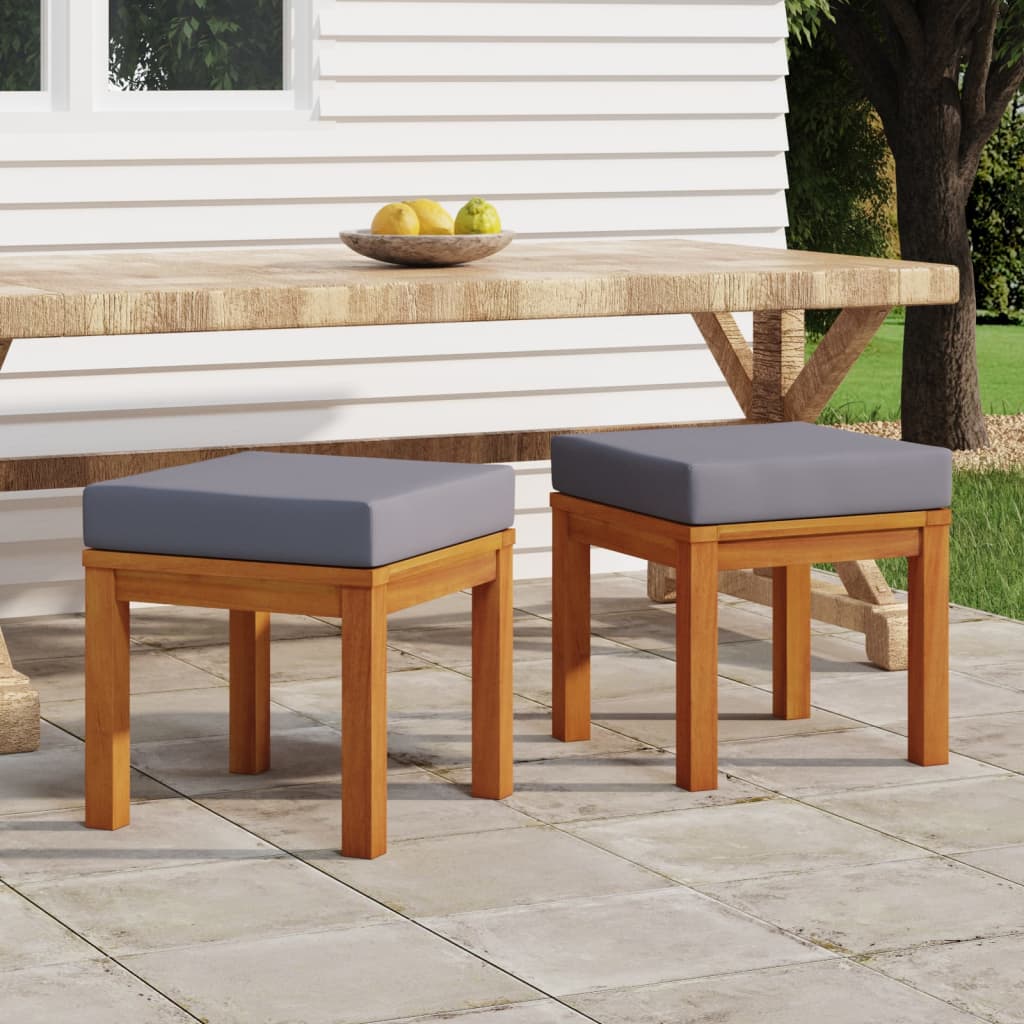 Sgabelli da Giardino con Cuscini 2pz 40x40x42cm Massello Acacia