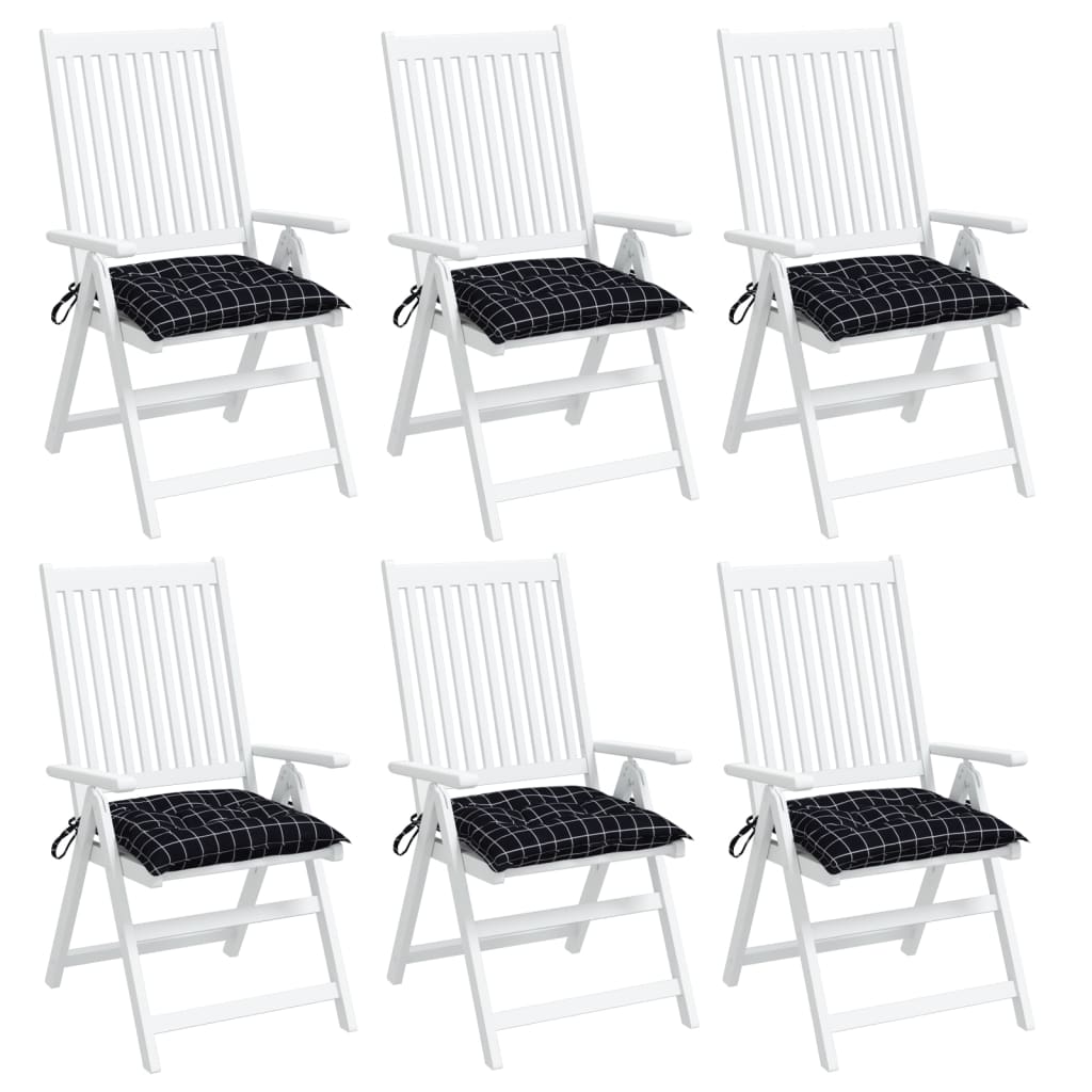 Cuscini per Sedia 6 pz Motivo a Quadri Nero 40x40x7 cm Tessuto - homemem39