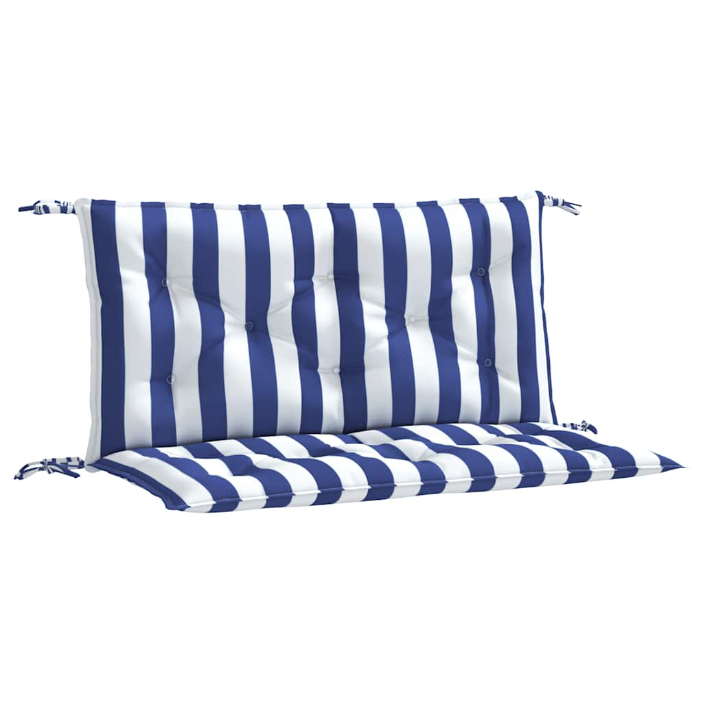 Cuscini Panca Giardino 2pz Righe Bianche Blu 100x50x7cm Tessuto - homemem39