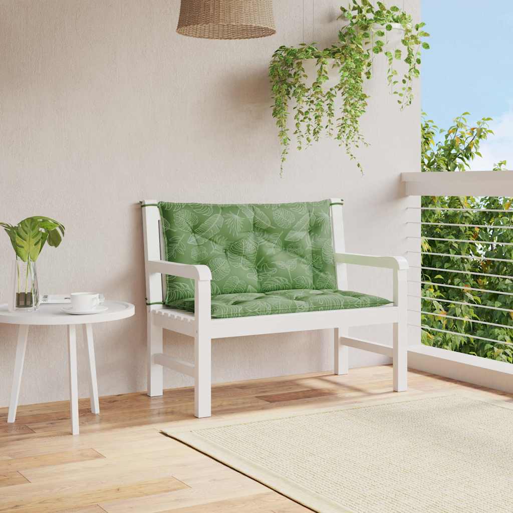 Cuscini Panca Giardino 2 pz Motivo a Foglie 100x50x7 cm Tessuto - homemem39