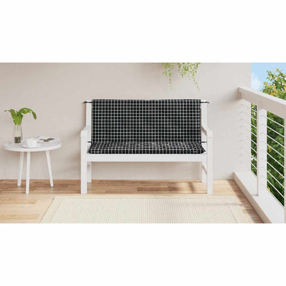 Cuscini Panca da Giardino 2pz a Quadri Nero 120x50x7 cm Tessuto - homemem39