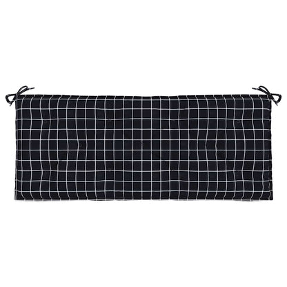 Cuscini Panca da Giardino 2pz a Quadri Nero 120x50x7 cm Tessuto - homemem39