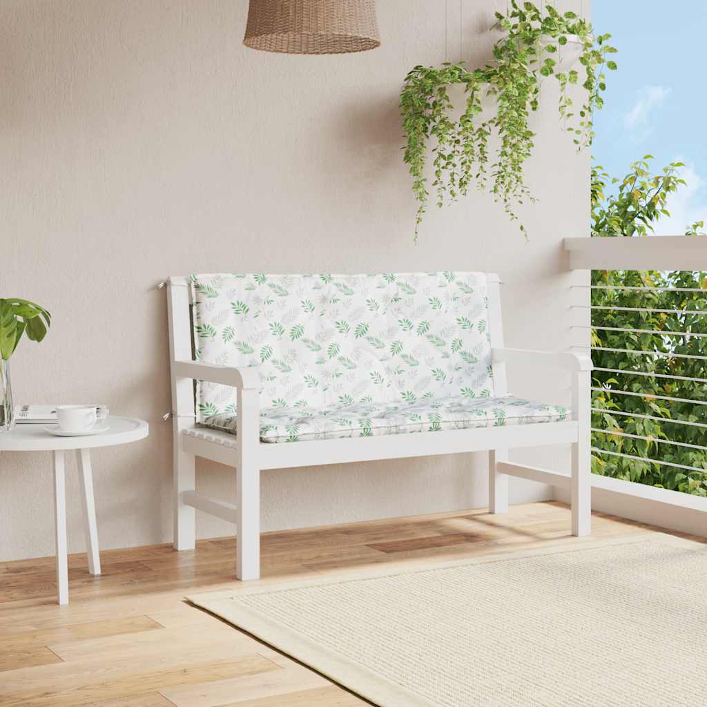 Cuscini Panca Giardino 2 pz Motivo a Foglie 120x50x7 cm Tessuto - homemem39