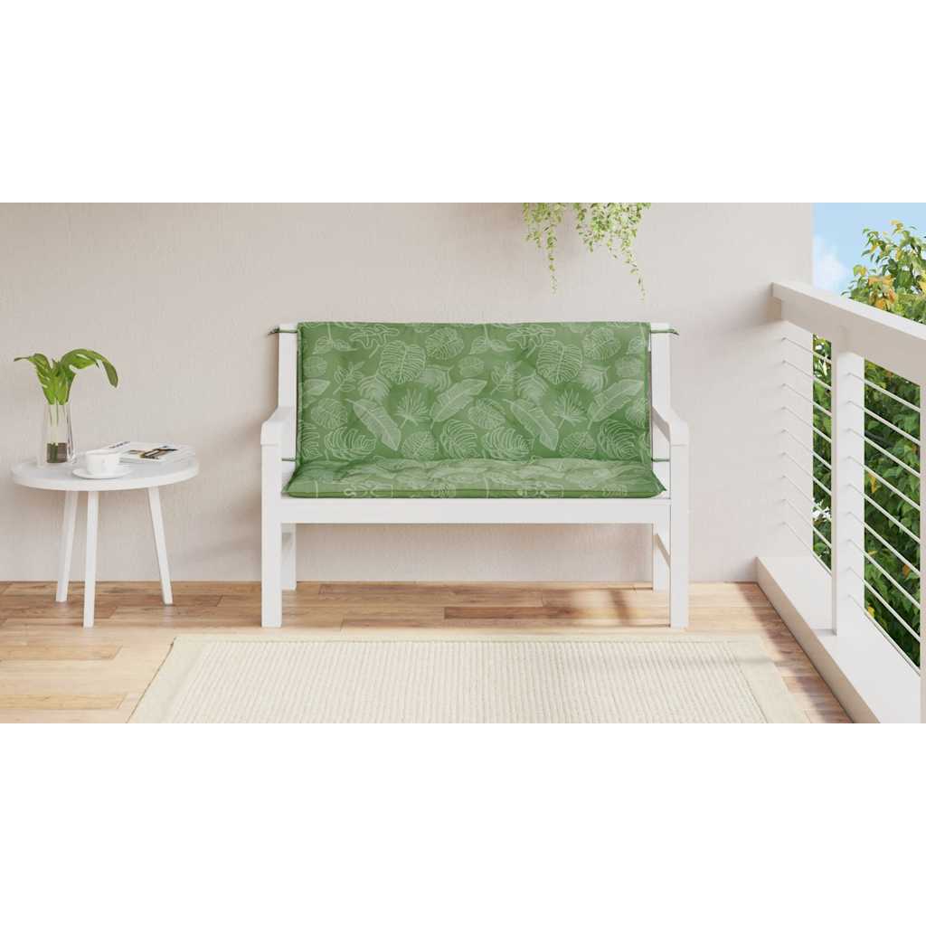 Cuscini Panca Giardino 2 pz Motivo a Foglie 120x50x7 cm Tessuto - homemem39