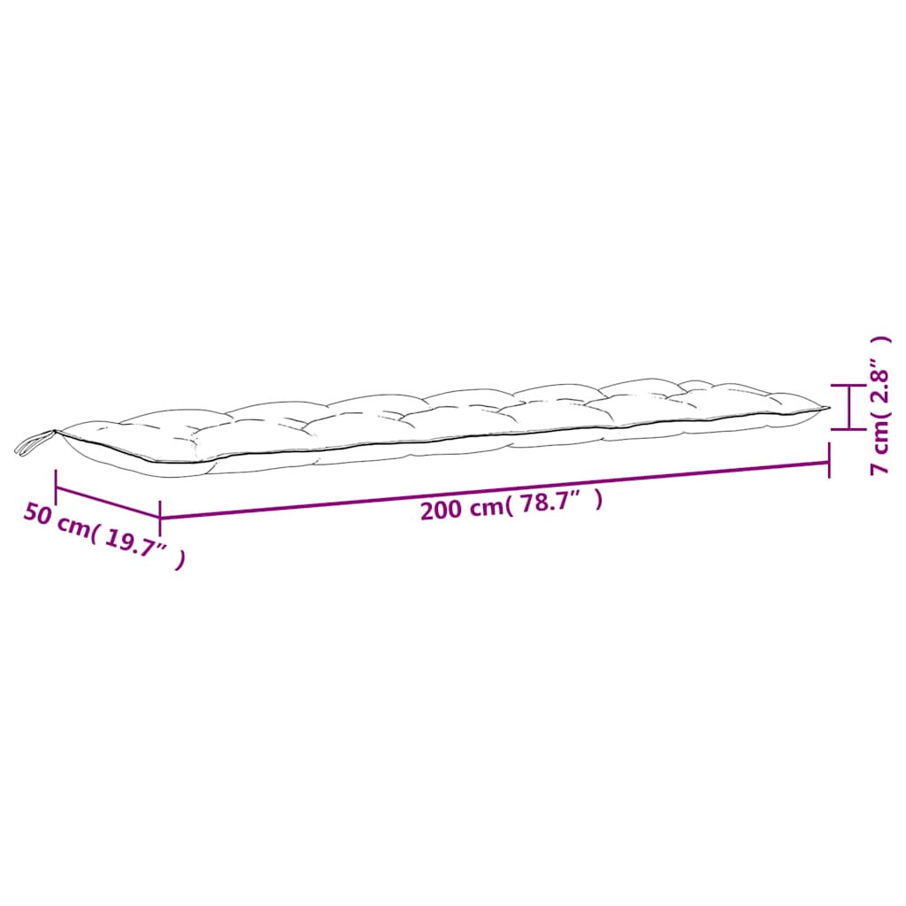 Cuscini Panca da Giardino 2pz Multicolore 200x50x7cm in Tessuto - homemem39