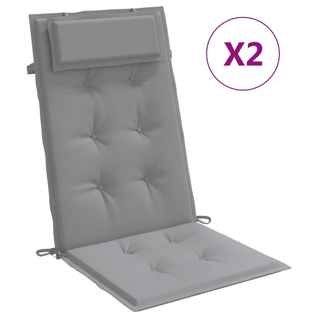 Cuscini per Sedia Schienale Alto 2 pz Grigio Tessuto Oxford - homemem39