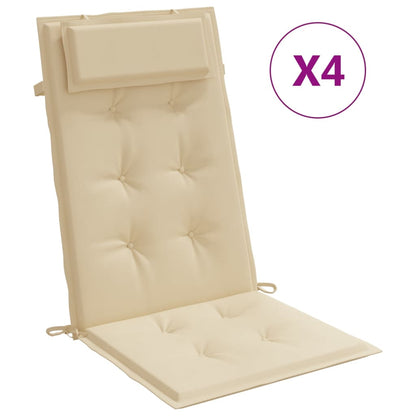 Cuscini per Sedia con Schienale Alto 4 pz Beige Tessuto Oxford - homemem39