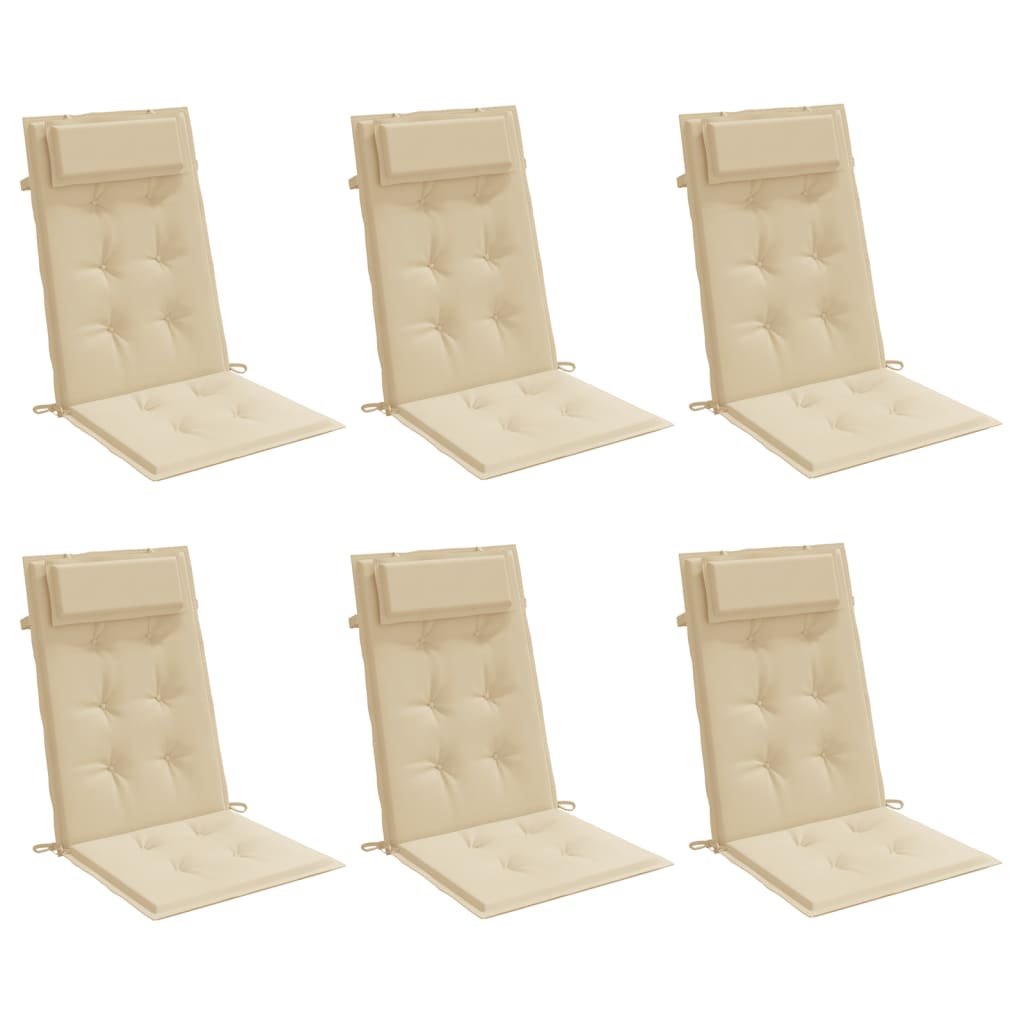 Cuscini per Sedia con Schienale Alto 6 pz Beige Tessuto Oxford - homemem39