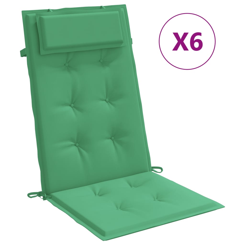 Cuscini per Sedia con Schienale Alto 6 pz Verde Tessuto Oxford - homemem39