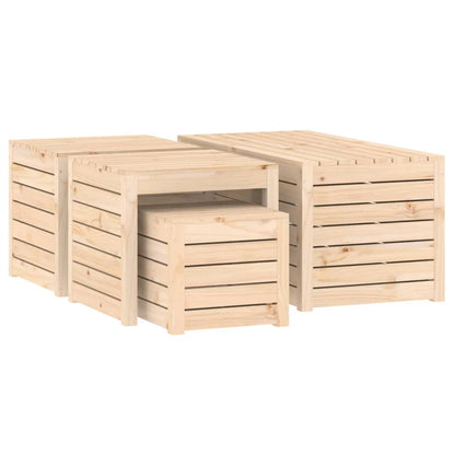 Set Cassette da Giardino 4 pz in Legno Massello di Pino