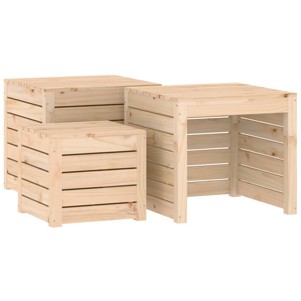 Set Cassette da Giardino 4 pz in Legno Massello di Pino