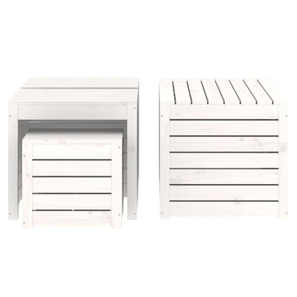 Set Cassette da Giardino 4 pz Bianco in Legno Massello di Pino