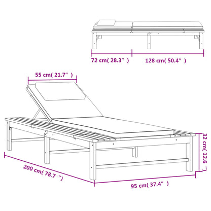 Lettino Cuscino e Guanciale Bianco Crema Legno Massello Acacia - homemem39