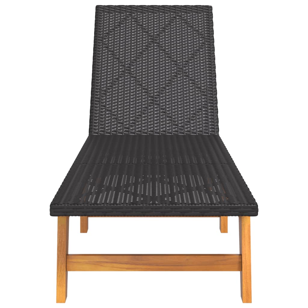 Sdraio 2pz Nero e Marrone Polyrattan e Legno Massello di Acacia - homemem39