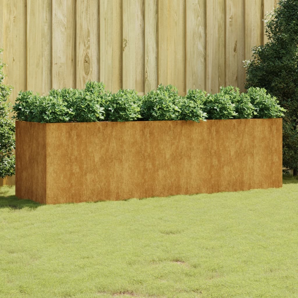 Fioriera Rialzata da Giardino 280x80x80 cm in Acciaio Corten - homemem39