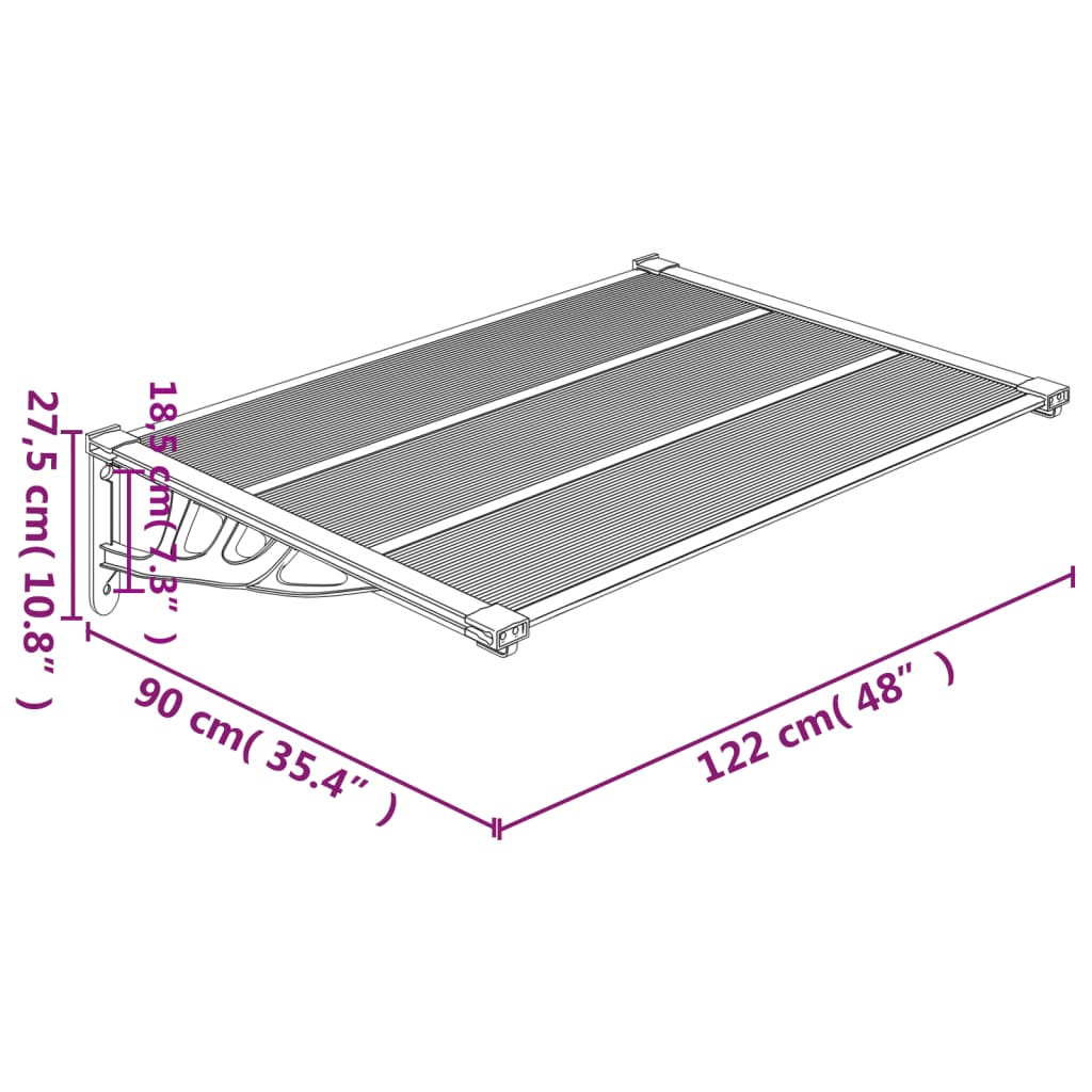 Tettoia per Porta Nero e Trasparente 122x90 cm in Policarbonato - homemem39