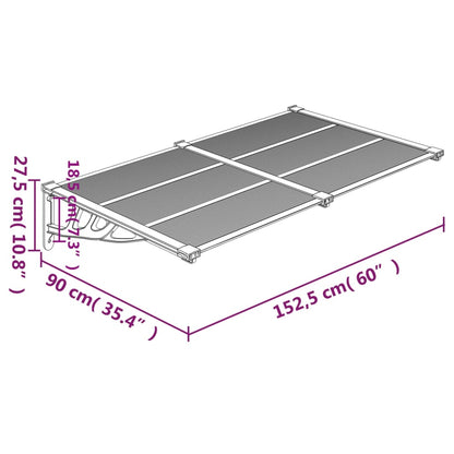 Tettoia per Porta Nero e Trasparente 152,5x90 cm Policarbonato - homemem39