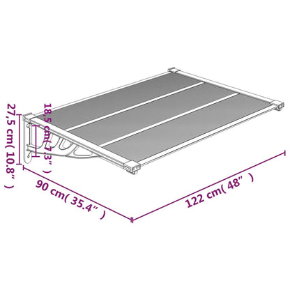 Tettoia per Porta Grigio e Trasparente 122x90 cm Policarbonato - homemem39