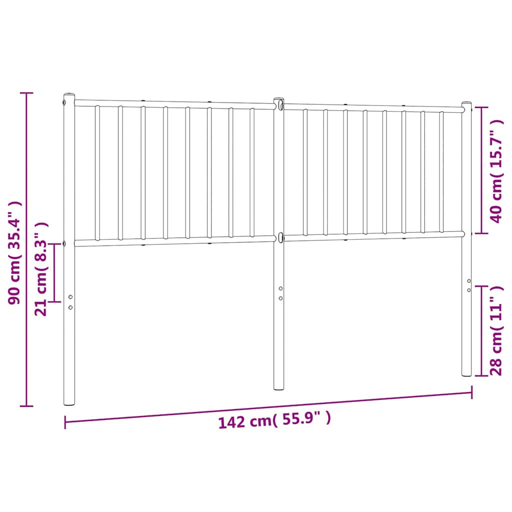 Testiera in Metallo Bianco 135 cm - homemem39