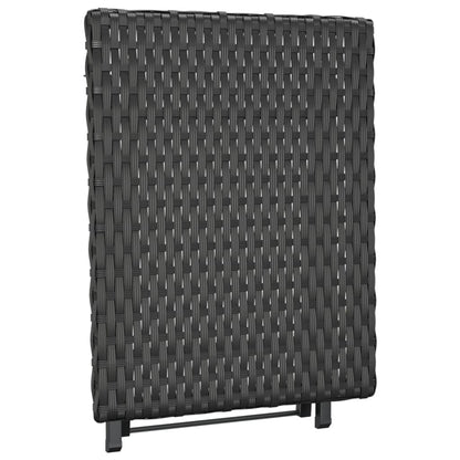 Tavolo Pieghevole Nero 45x35x32 cm in Polyrattan