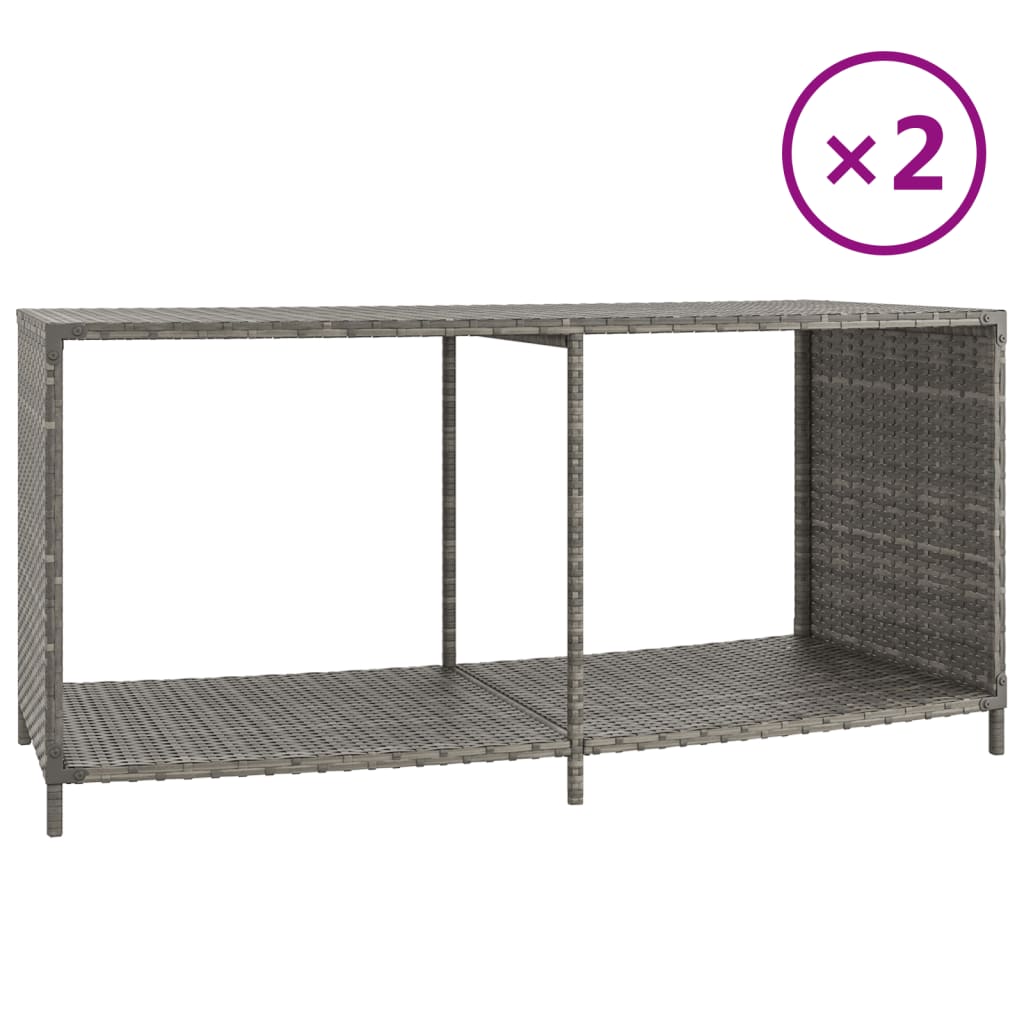 Scaffali Portaoggetti 2 pz in Polyrattan Grigio