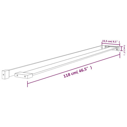 Mensola Doccia a Parete per Doccia Walk-in Nera 118cm Alluminio