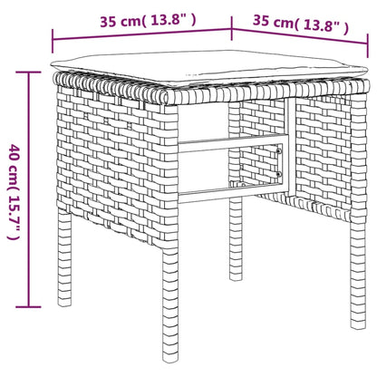 Poggiapiedi da Giardino con Cuscini 4pz Grigio in Polyrattan