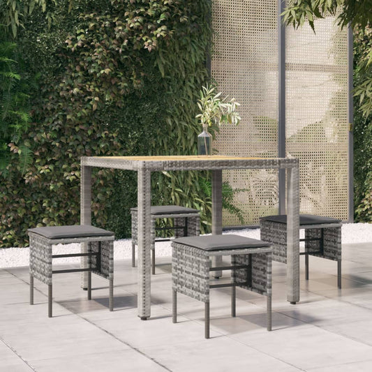 Poggiapiedi da Giardino con Cuscini 4pz Grigio in Polyrattan - homemem39