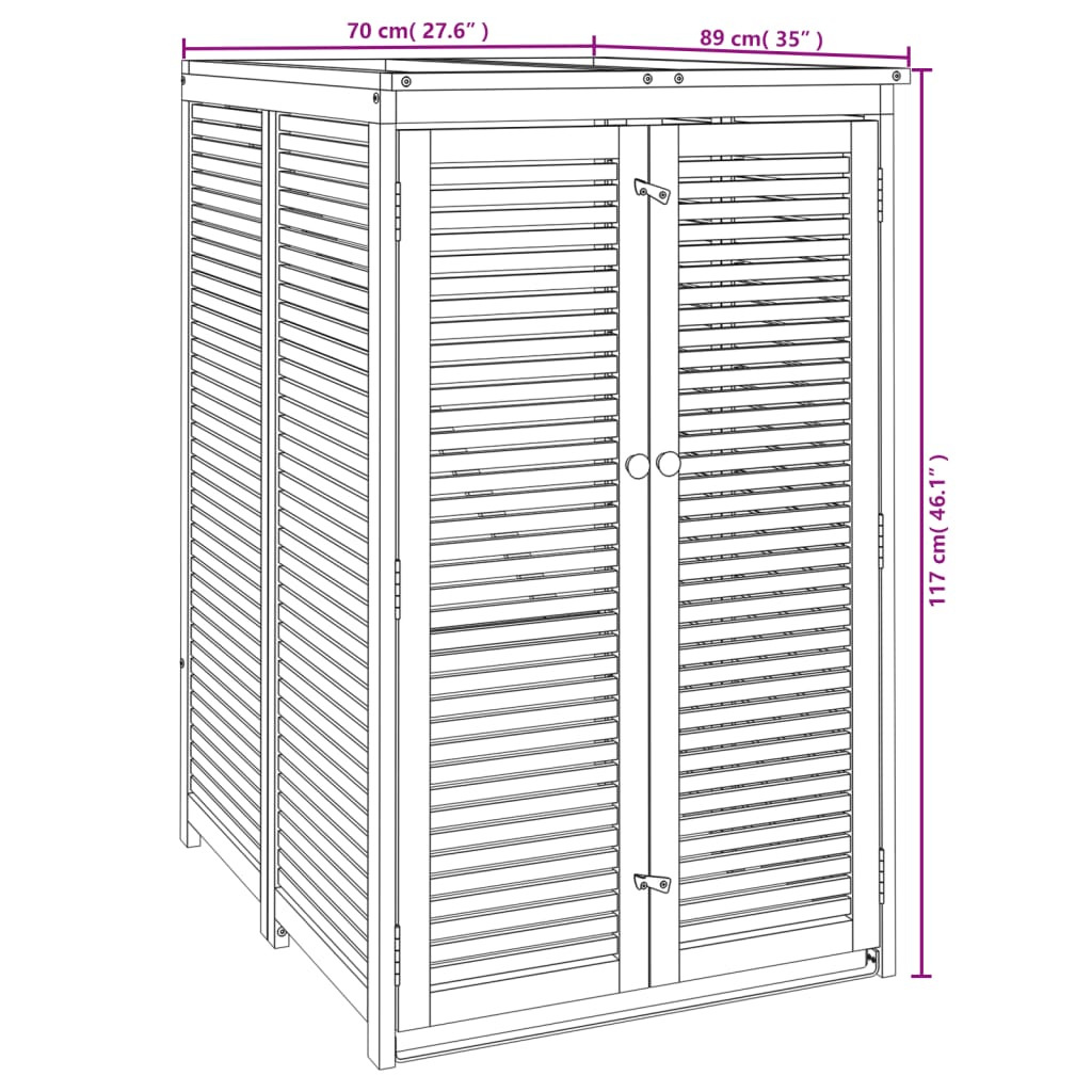 Copribidone Singolo 70x89x117 cm in Legno Massello di Acacia - homemem39