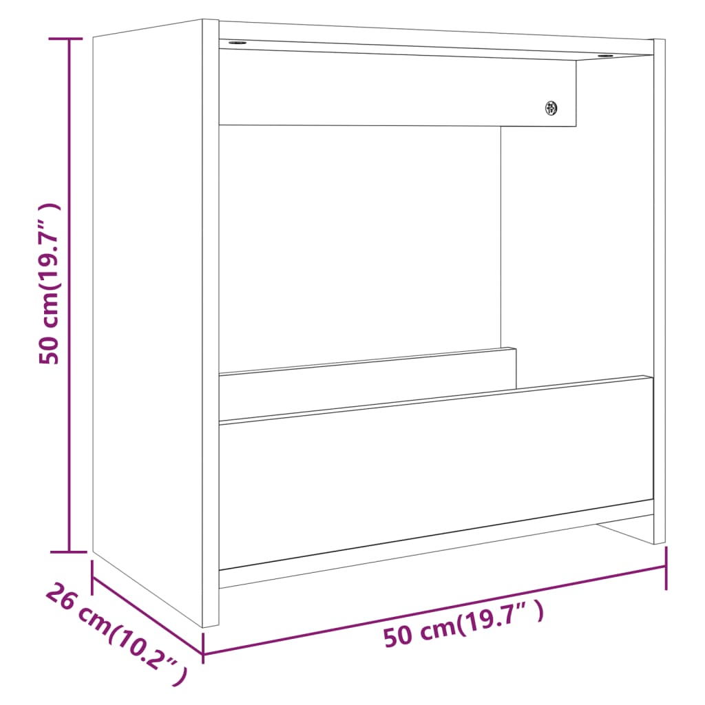 Tavolino Rovere Marrone 50x26x50 cm in Legno Multistrato