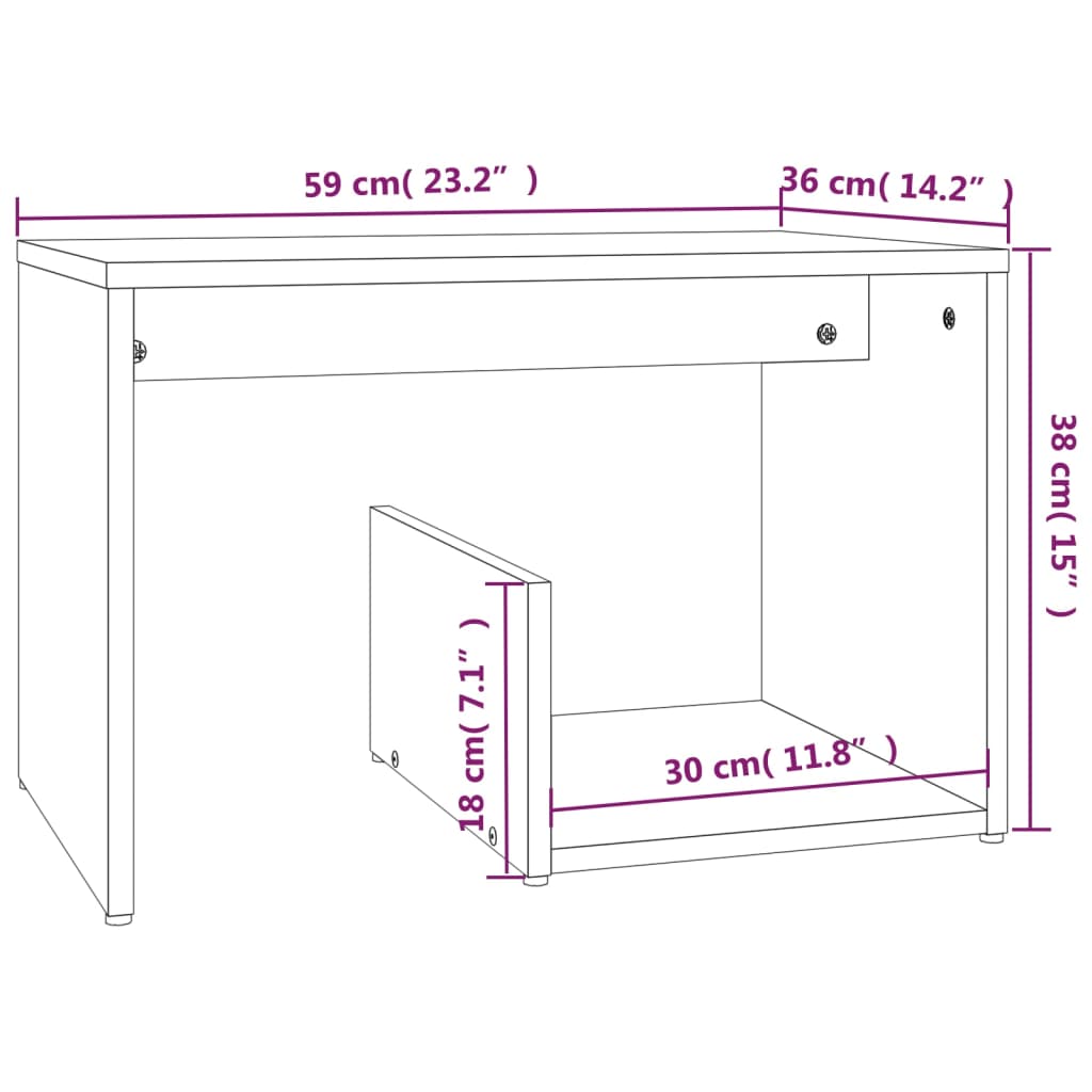 Tavolino Rovere Marrone 59x36x38 cm in Legno Multistrato