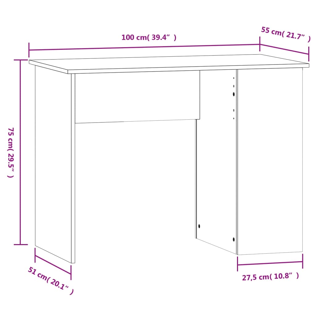 Scrivania Nera 100x55x75 cm in Legno Multistrato - homemem39