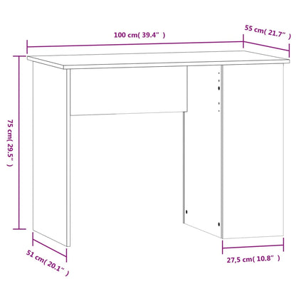 Scrivania Nera 100x55x75 cm in Legno Multistrato - homemem39