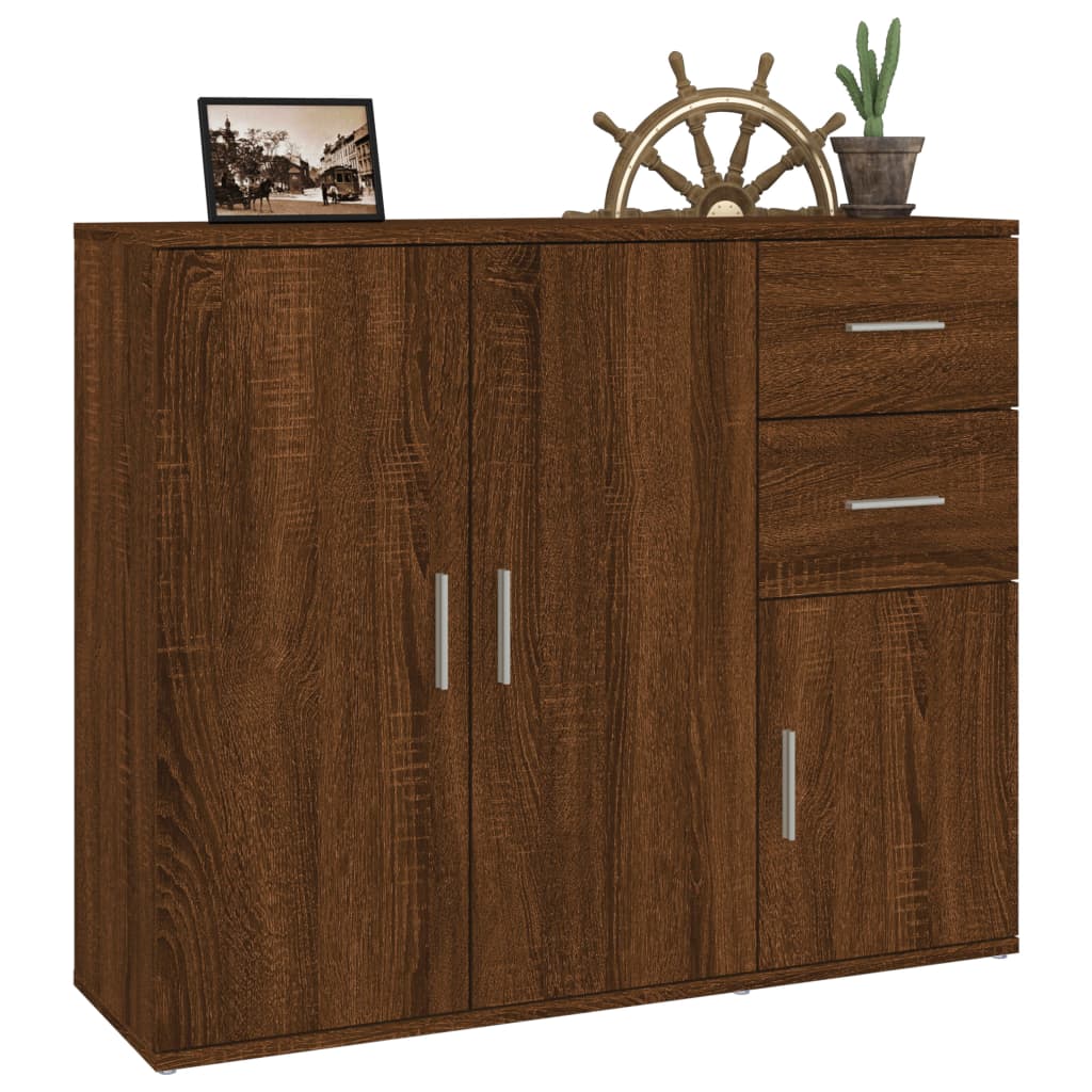 Credenza Rovere Marrone 91x29,5x75 cm in Legno Multistrato - homemem39