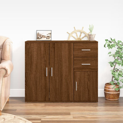 Credenza Rovere Marrone 91x29,5x75 cm in Legno Multistrato - homemem39