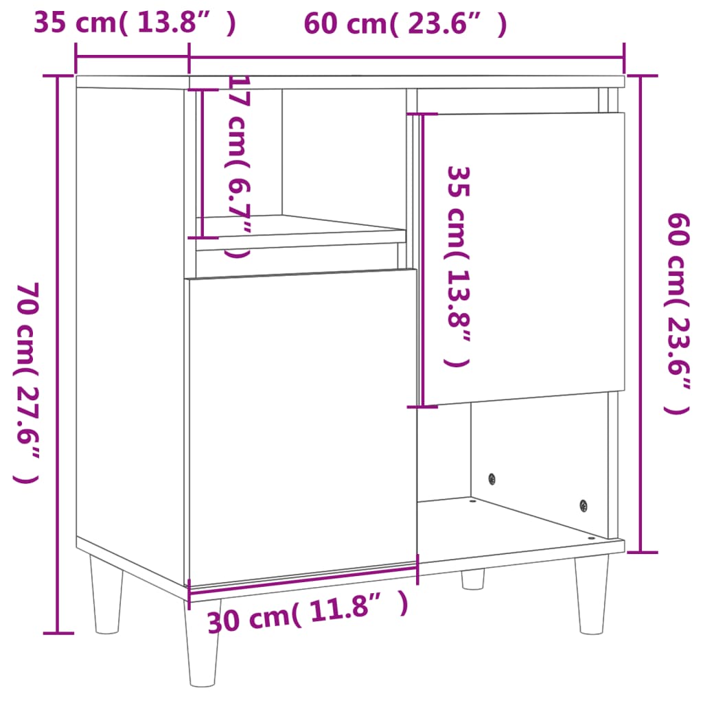 Credenza Grigio Cemento 60x35x70 cm in Legno Multistrato - homemem39