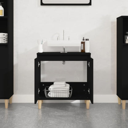 Mobile Lavabo Nero 58x33x60 cm in Legno Multistrato - homemem39