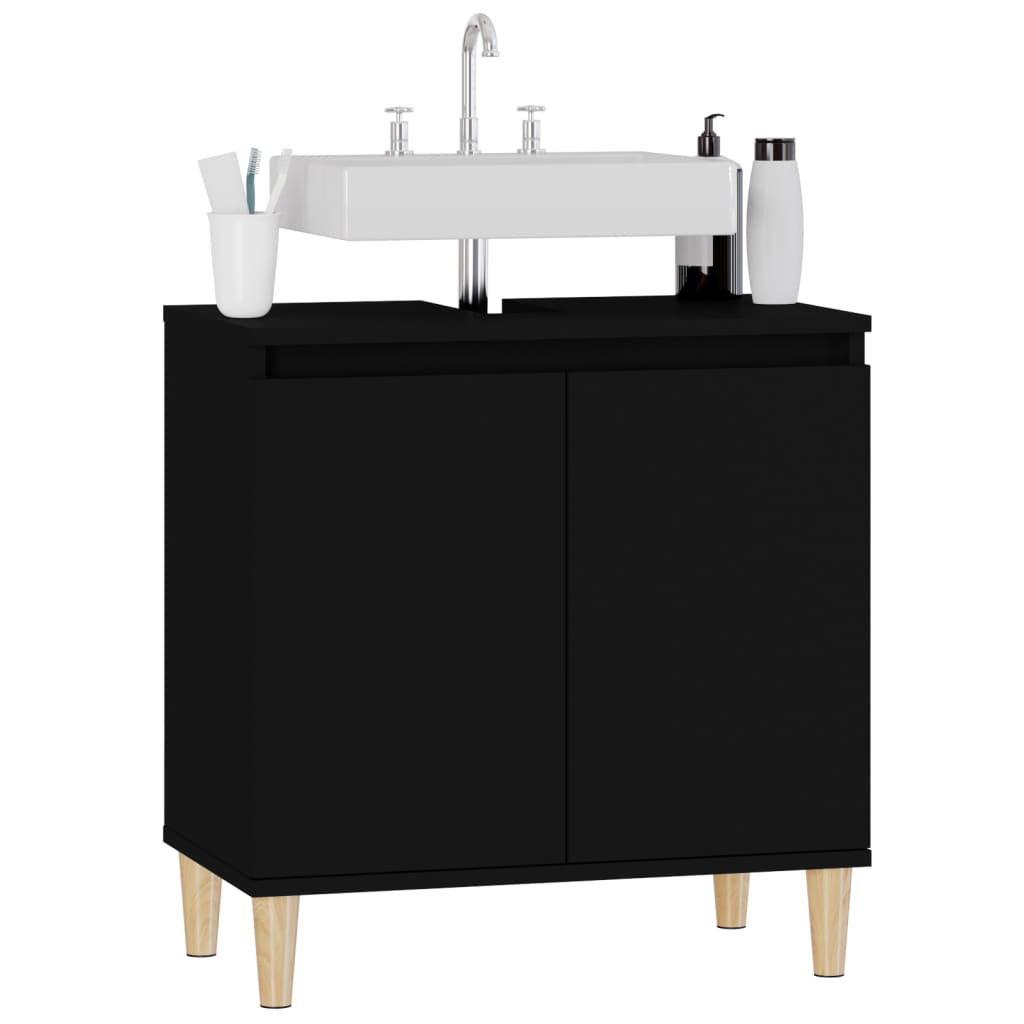 Mobile Lavabo Nero 58x33x60 cm in Legno Multistrato - homemem39